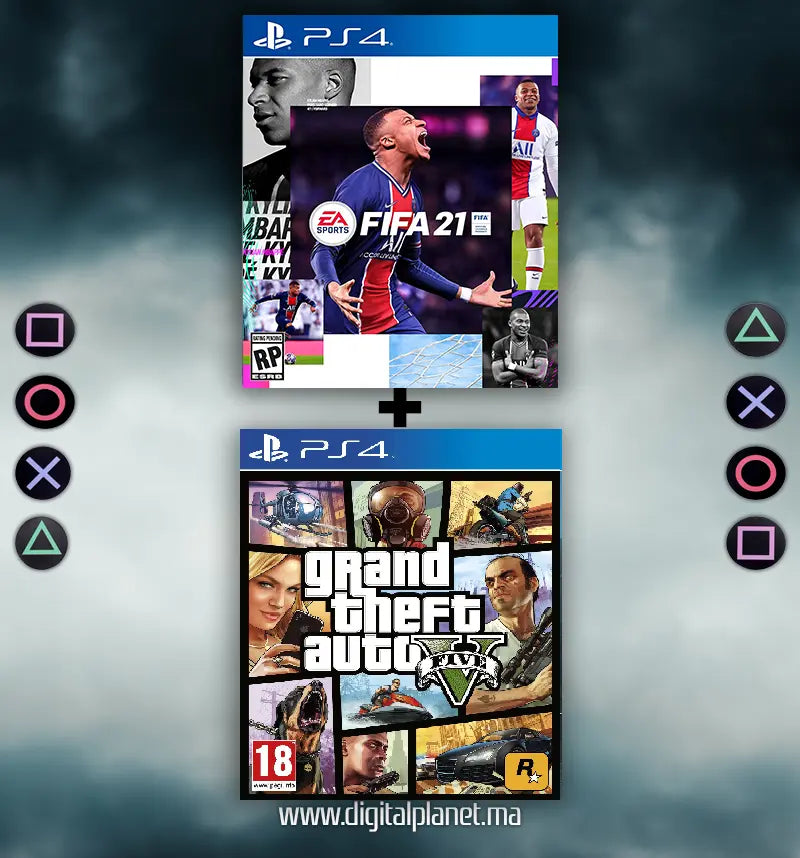 PACK JEUX PS4 FIFA 21 + GTA V - COMPTE PS4 DIGITALPLANET