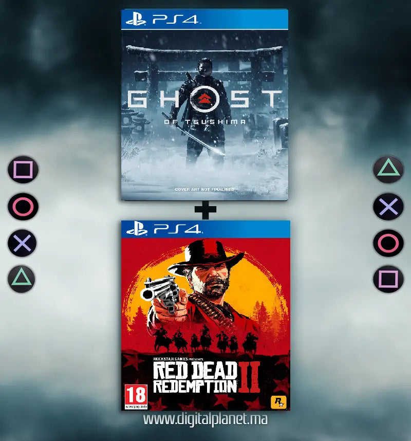 PACK JEUX PS4 GHOST OF TSUSHIMA + RED DEAD REDEMPTION 2 - COMPTE PS4 DIGITALPLANET