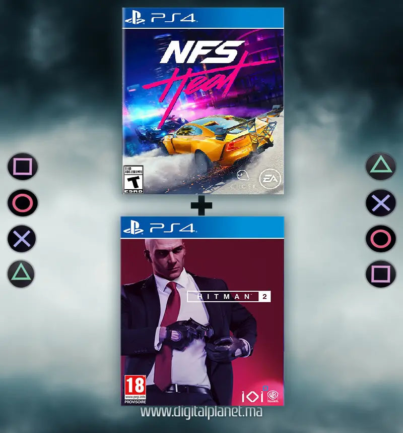 PACK JEUX PS4 NEED FOR SPEED HEAT + HITMAN 2 - COMPTE PS4 DIGITALPLANET